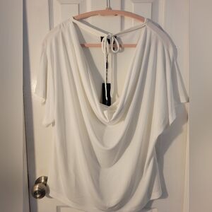 Donna Karan White Drape Blouse